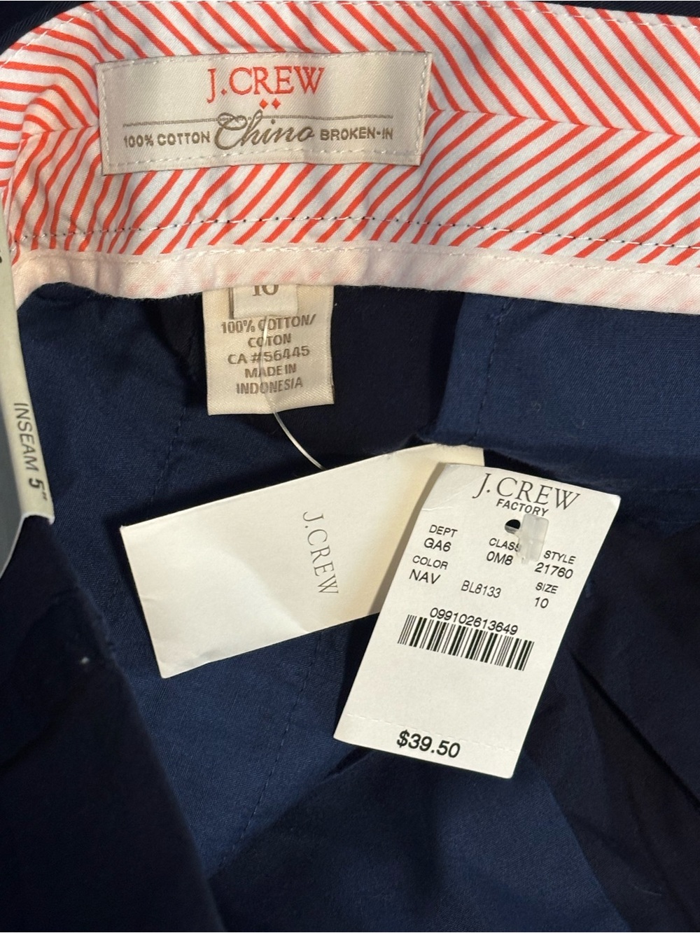NWT J. Crew City Fit Chino Shorts Navy Blue 100% cotton 5" inseam women's 10 - Picture 14 of 15